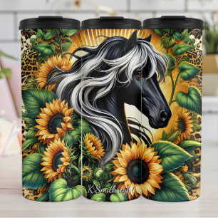 Bouteilles Isothermes Tournesol Léopard Soleil Cheval Noir Grâce