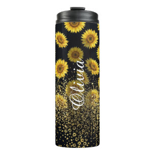 Bouteilles Isothermes Tournesol Noir Personnalisé avec Étincelle 0,5L