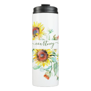 Bouteilles Isothermes Tournesols aquarelle personnalisés   