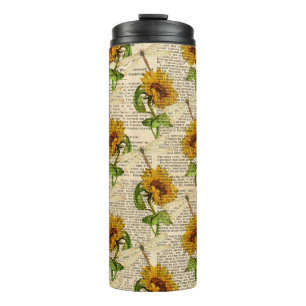 Bouteilles Isothermes Tournesols Libellules Ancien Journal Style Campagn