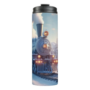 Bouteilles Isothermes Train à vapeur vintage de Noël dans une forêt enne