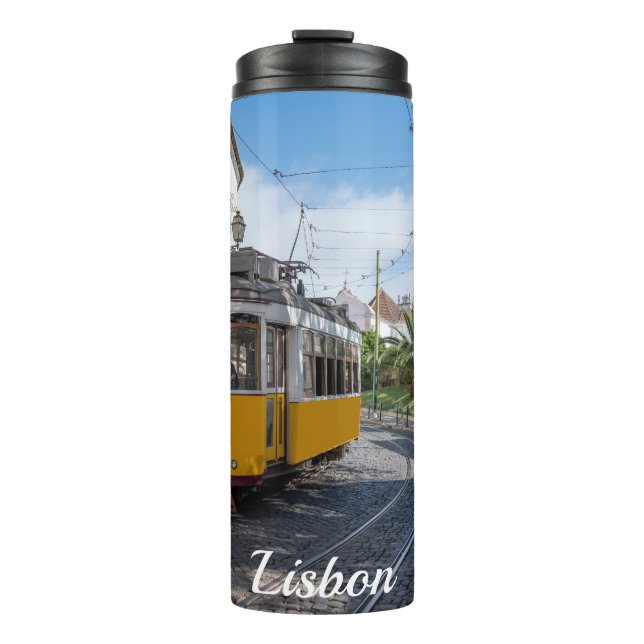 Bouteilles Isothermes Tramway jaune rétro dans la rue à Lisbonne, Portug (Devant)