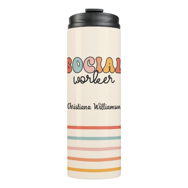 Bouteilles Isothermes Travailleur social rétro personnalisé (Devant)