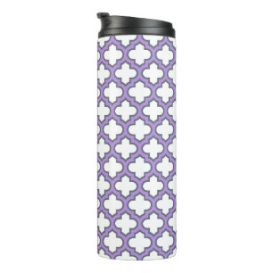 Bouteilles Isothermes Trellis blanc et violet, treillis, Quatrefoil