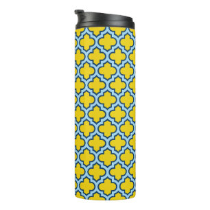 Bouteilles Isothermes Trellis jaune et bleu bébé, treillis, Quatrefoil