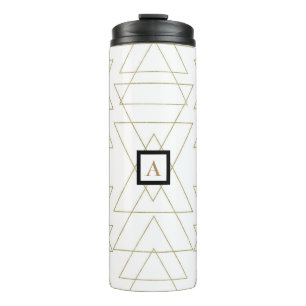 Bouteilles Isothermes Triangles Dorés Chic Blanc Glamour Moderne