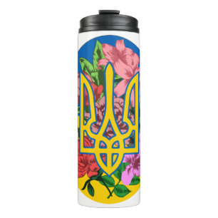Bouteilles Isothermes Trident ukrainien et drapeau de l'Ukraine avec des