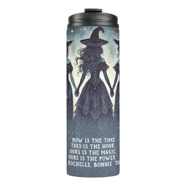 Bouteilles Isothermes Trois sorcières à la soirée d'Halloween étoilée (Devant)