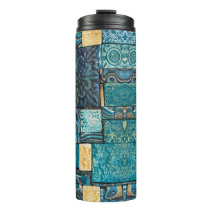 Bouteilles Isothermes Tuiles de mosaïque de turquoise et d'or
