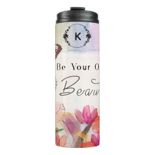 Bouteilles Isothermes Tulipes chaudes et citation papillon, Monogramme p