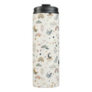 Bouteilles Isothermes Tumbler Boho Céleste Lune et Étoiles Neutres