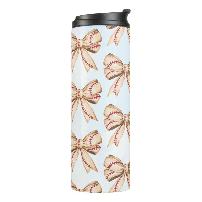 Bouteilles Isothermes Tumbler de baseball Bow, thème de baseball Coquett (Tourné sur la gauche)