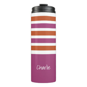 Bouteilles Isothermes Tumbler personnalisé avec monogramme à motif rayé