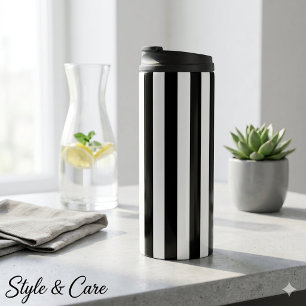 Bouteilles Isothermes Tumbler Thermique Moderne à Rayures Blanc Noir Cla