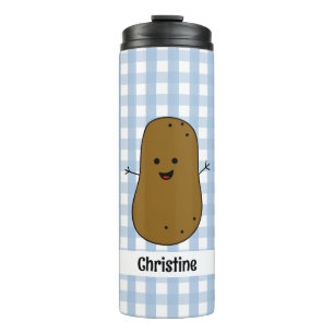 Bouteilles Isothermes Tumbler Thermique Personnalisé Gingham Bleu Brun P