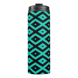Bouteilles Isothermes Turquoise and black diamond pattern