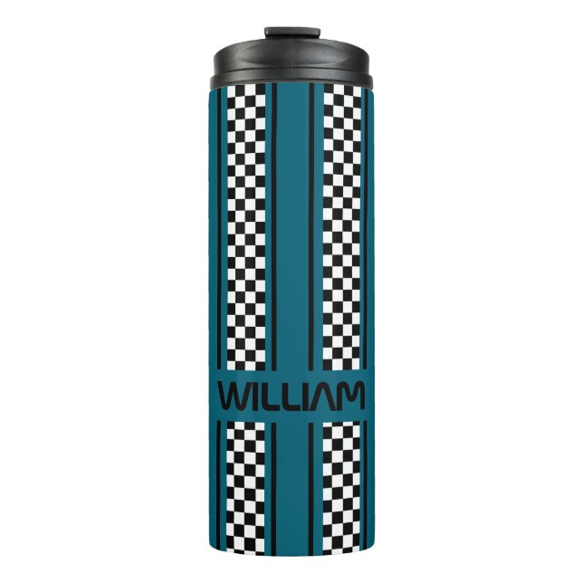 Bouteilles Isothermes Turquoise Blue Black Race Sport Stripe (Devant)