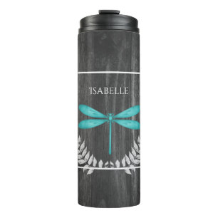 Bouteilles Isothermes Turquoise Dragonfly Rustic Personnalisé Tumbler th