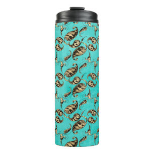 Bouteilles Isothermes Turquoise et Gold Peacock Paisley