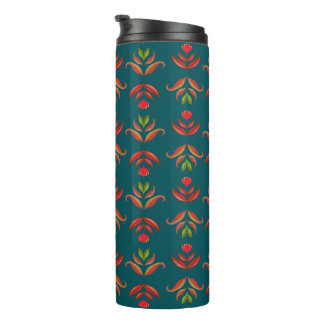 Bouteilles Isothermes Turquoise Folk Art Floral Print Cosy Rustic Automn