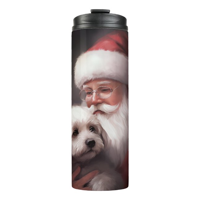 Bouteilles Isothermes Un caniche au Père Noël Festif (Devant)