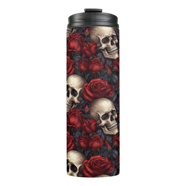 Bouteilles Isothermes Un crâne et une série Rose 10 (Devant)
