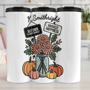 Bouteilles Isothermes Un marché aux fleurs d'automne et un Citrouille