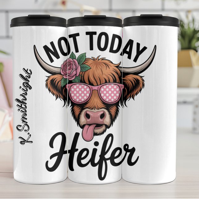 Bouteilles Isothermes Une vache Highland aux lunettes de soleil roses (Créateur téléchargé)