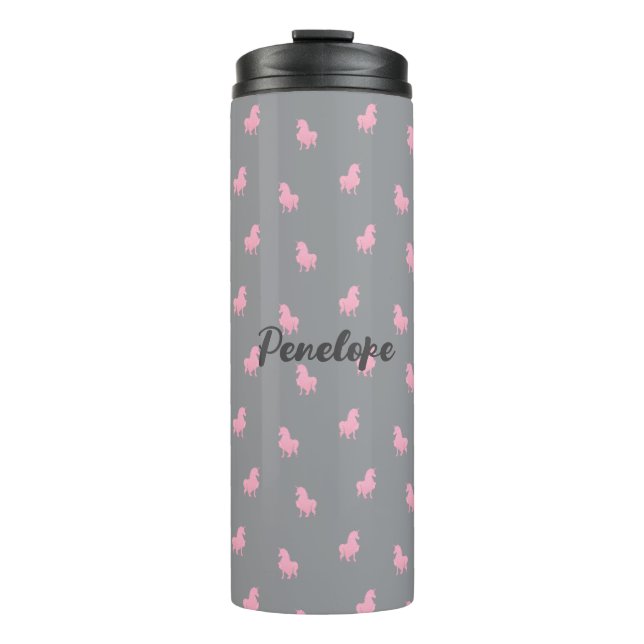 Bouteilles Isothermes Unicorne rose invisible sur gris (Devant)