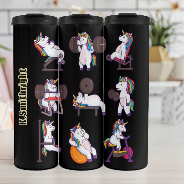 Bouteilles Isothermes Unicorns faisant un entraînement de gym (Créateur téléchargé)