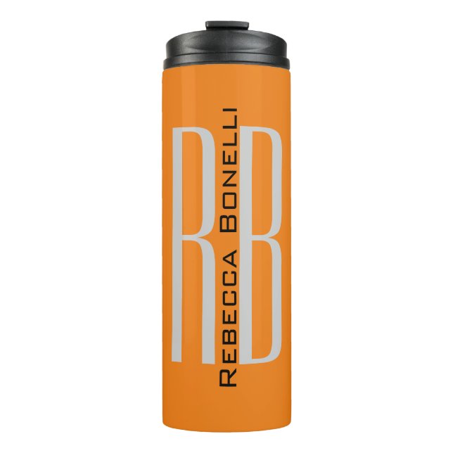 Bouteilles Isothermes Unique Unique Orange Initiales Monogramme Moderne (Devant)