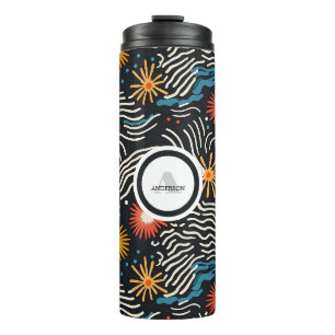 Bouteilles Isothermes Vagues florales Abstraites sur noir