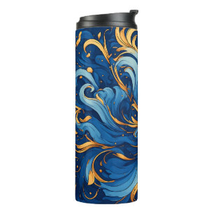 Bouteilles Isothermes Vagues royales de fantaisie Tourbillons de bleu et