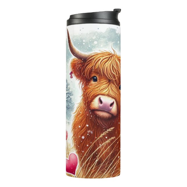 Bouteilles Isothermes Valentines Shaggy Highland Vache Tumbler thermique (Tourné sur la gauche)