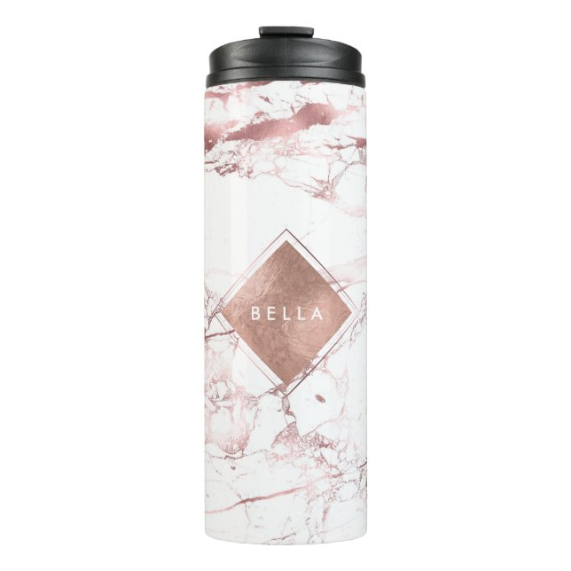 Bouteilles Isothermes Veines rosées et dorées FAUX MARBRE BLANC PixDezin (Devant)