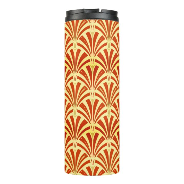 Bouteilles Isothermes Ventilateur Art déco Motif, Mandarin Orange (Dos)