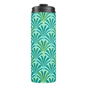 Bouteilles Isothermes Ventilateur Art déco Motif, Turquoise sur Aqua