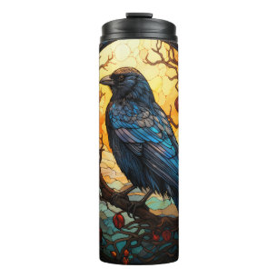 Bouteilles Isothermes Verre à motifs vitrail Raven Halloween