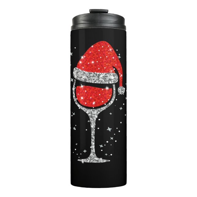 Bouteilles Isothermes Verre de Noël Snowflakes Santa Hat Red Wine (Devant)