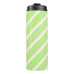 Bouteilles Isothermes Vert citron vert et beige cinq rayures motif