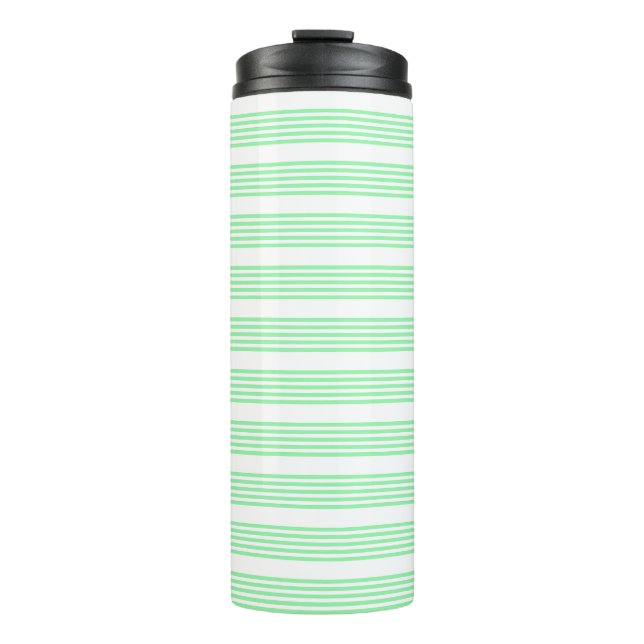 Bouteilles Isothermes Vert et blanc cinq bandes motif (Devant)