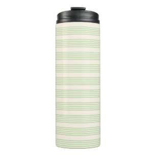 Bouteilles Isothermes Vert pâle et beige cinq rayures motif