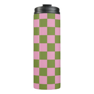 Bouteilles Isothermes Vert rose À damiers En vichy Motif