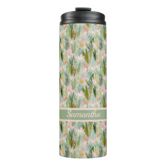 Bouteilles Isothermes Vert sauge florale fantaisiste personnalisée