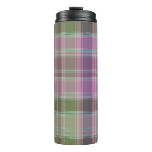 Bouteilles Isothermes Vert, tartan classique lilas.