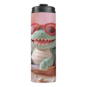 Bouteilles Isothermes Vibes d'été : Crocodile en peluche décontracté en