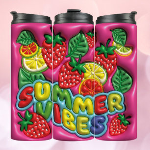 Bouteilles Isothermes Vibes d'été de tombeurs gonflés 3D avec des fruits