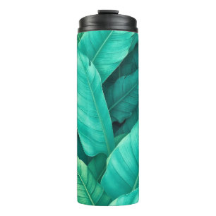 Bouteilles Isothermes Vibrant Green Tropical Banana Feuille Motif