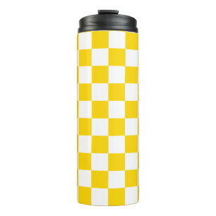 Bouteilles Isothermes Vibrant Jaune et blanc À damiers échecs Retro