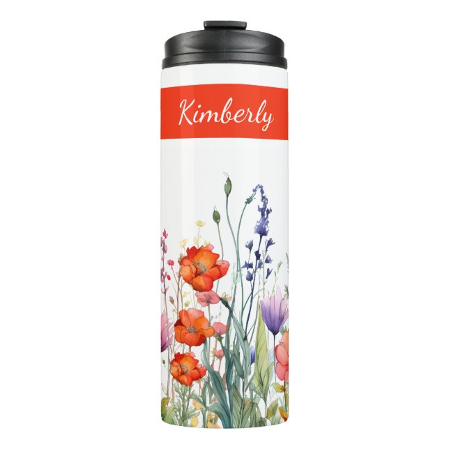 Bouteilles Isothermes Vibrant Watercolor Wildflowers Personalized (Devant)